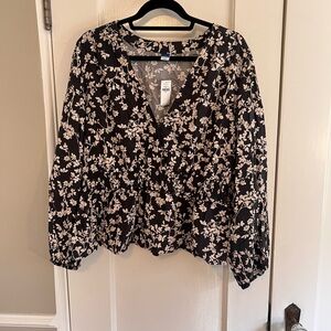 Floral Black and White Women's Top